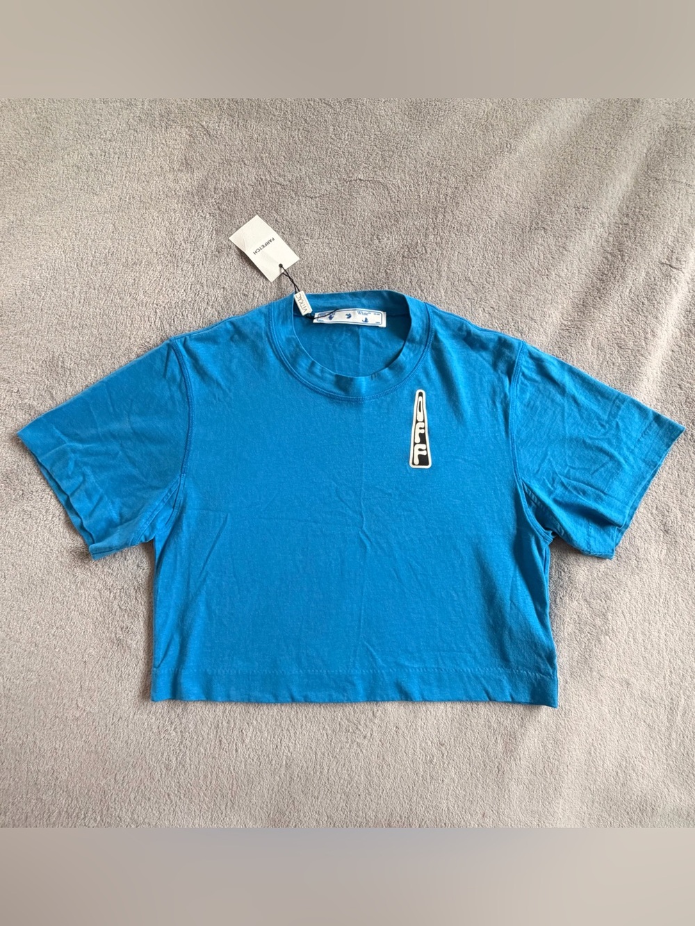 Off-White Women's Blue Triangle Logo T-Shirt Size S M $350